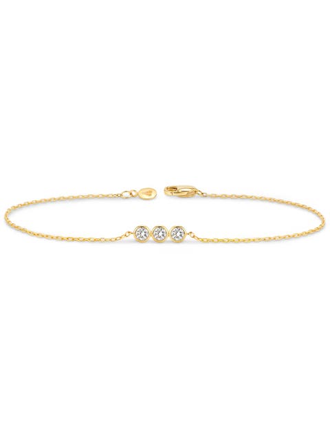Triple Round Bezel Lab Grown Diamond Chain Bracelet in 14K Gold
