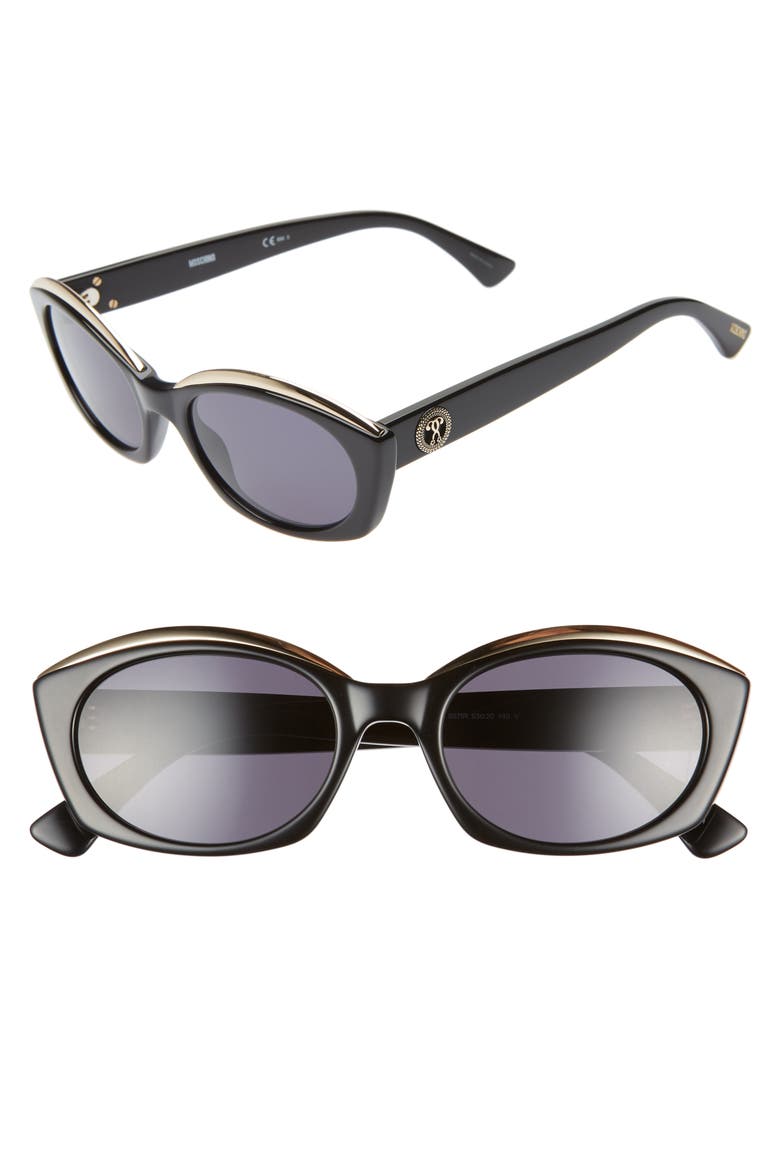 Core 53mm Oval Sunglasses, Main, color, BLACK