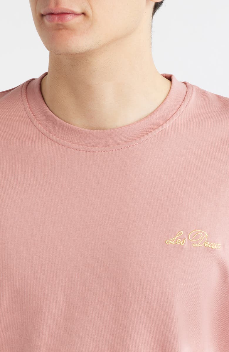 Les Deux Wild Flower Embroidered Organic Cotton T-Shirt, Alternate, color, Ash Rose Pink