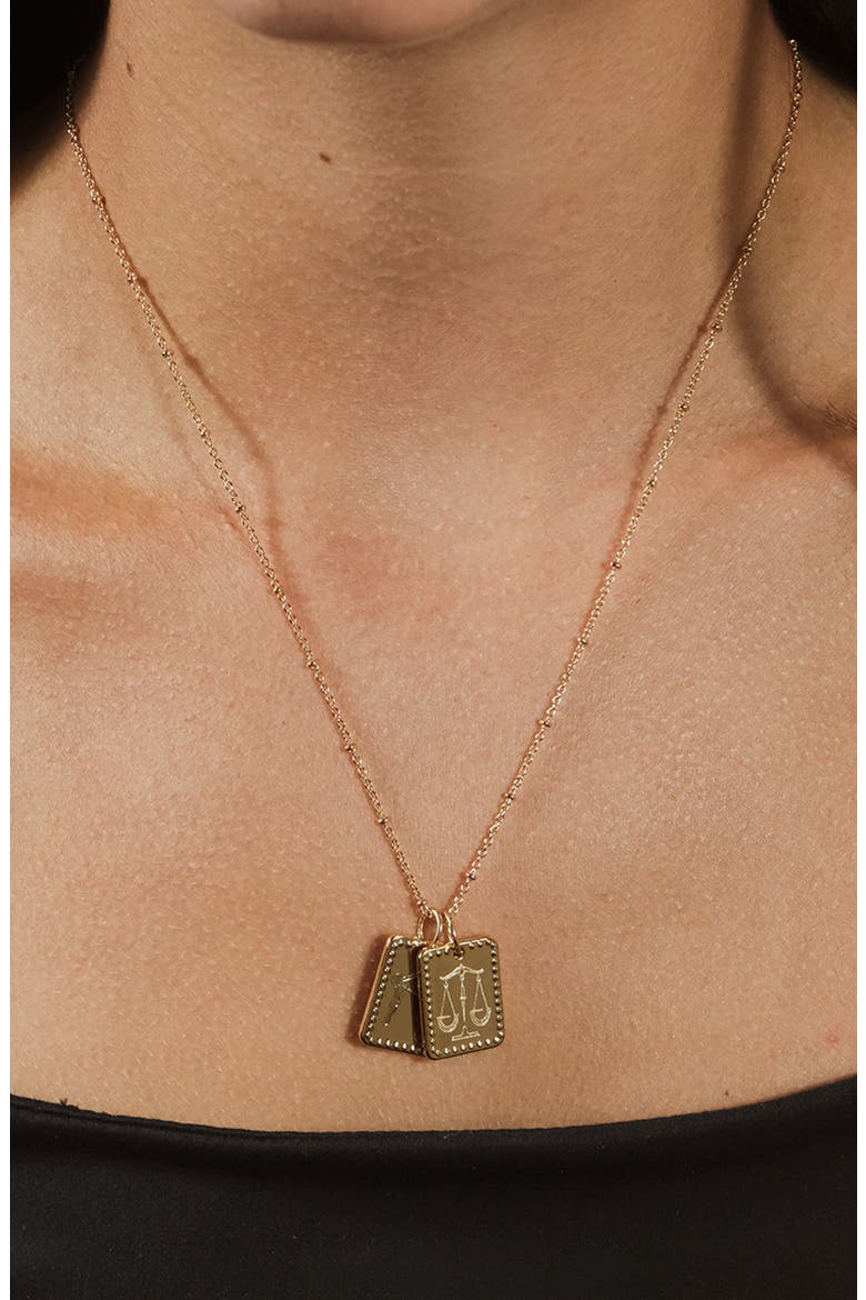 14K Gold Plated Brass Zodiac Tag Necklace - Aries, Alternate, color, GOLD - LIBRA