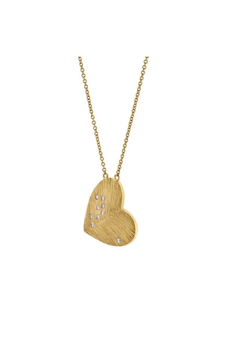 Aether Scattered Diamond Studded Heart Disc Pendant in 14K Gold, Main, color, 14K Yellow Gold