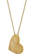 LuvMyJewelry Aether Scattered Diamond Studded Heart Disc Pendant in 14K Gold