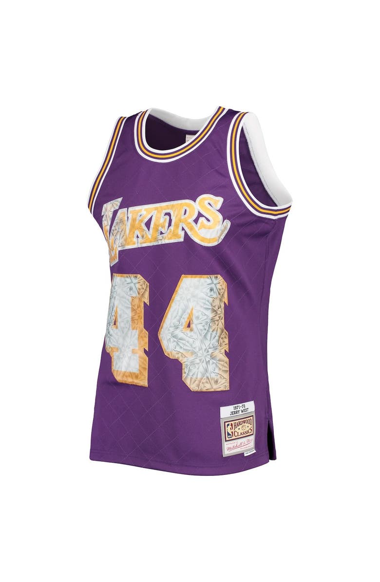 Mitchell & Ness Men's Mitchell & Ness Jerry West Purple Los Angeles Lakers 1971/72 Hardwood Classics NBA 75th Anniversary Diamond Swingman Jersey, Alternate, color, 
