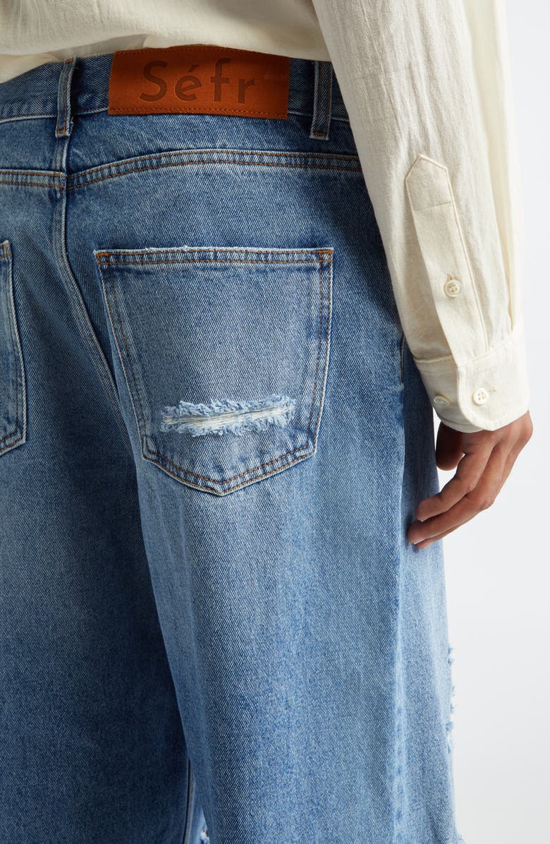 Séfr Ripped Fray Hem Wide Leg Jeans, Alternate, color, 