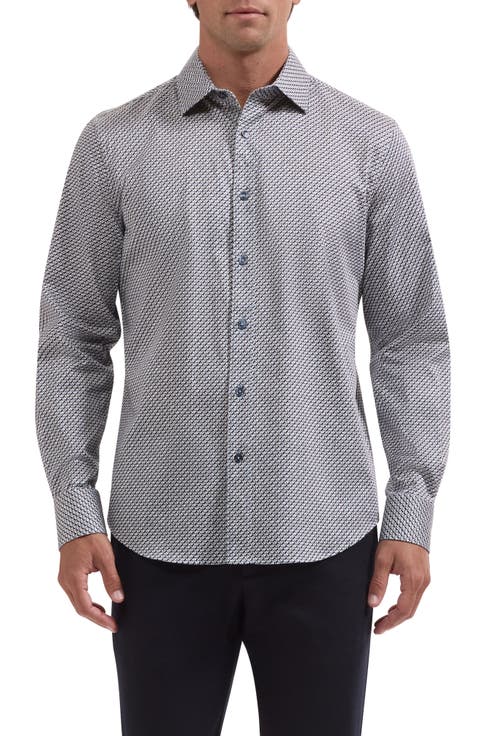 Axel Shaped Printed Long Sleeve Button Up Shirt