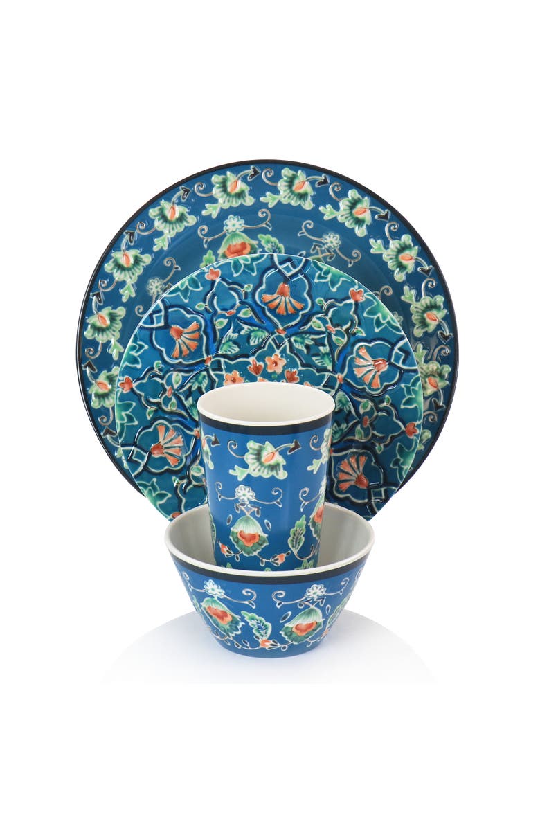 Gibson Home 16 Piece Tacoma Melamine Dinnerware Set, Alternate, color, Blue