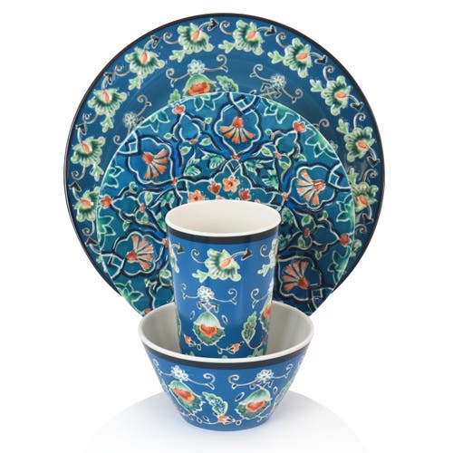 Gibson Home 16 Piece Tacoma Melamine Dinnerware Set In Blue