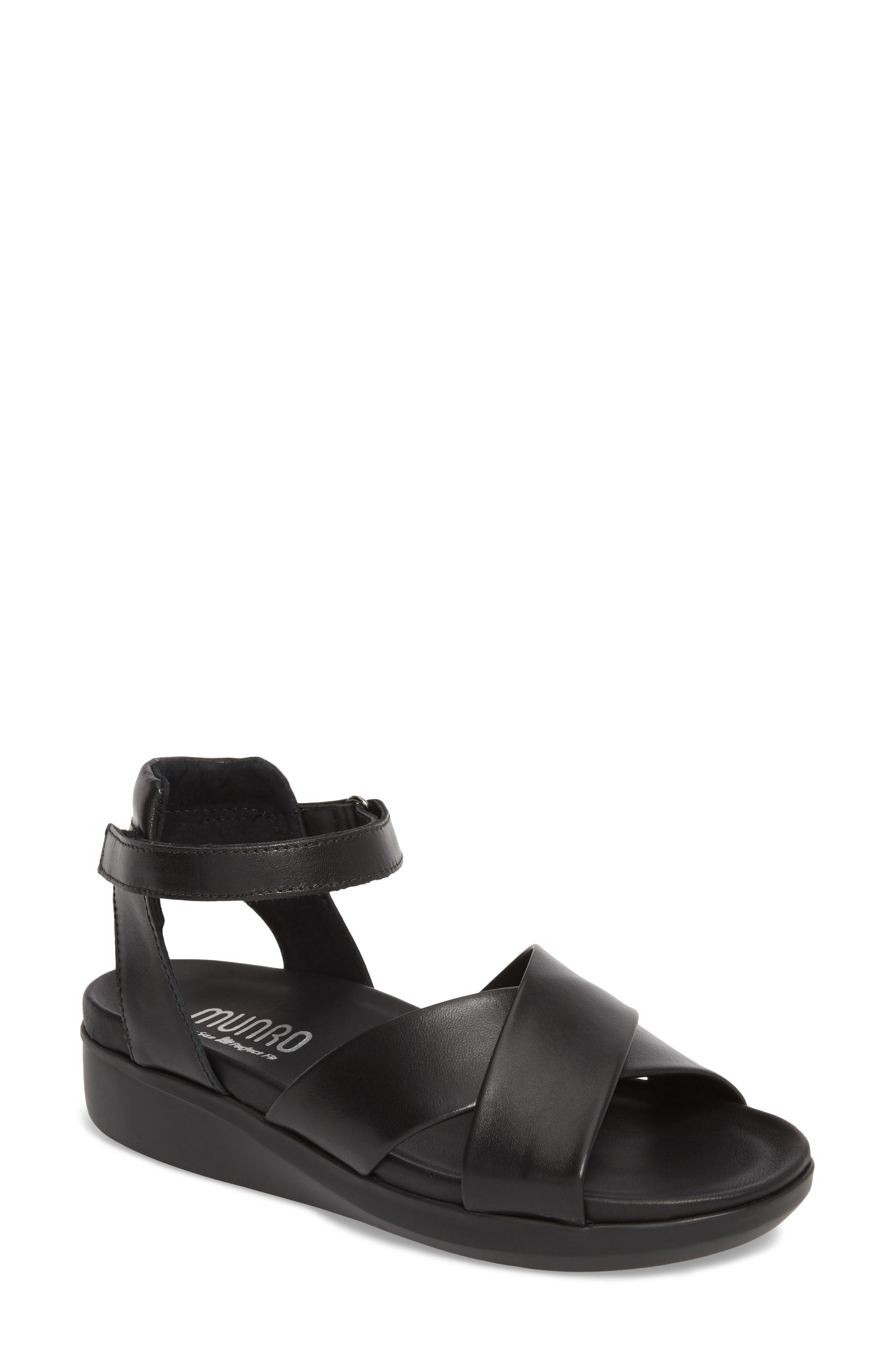 Brinn Sandal, Main, color, BLACK LEATHER
