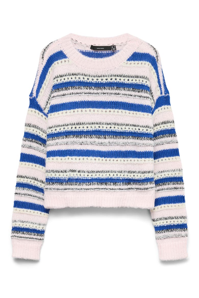 Lenora Stripe Pointelle Sweater, Alternate, color, PINK DOGWOOD DETAIL
