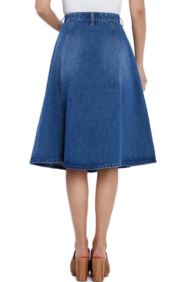 Spin Paneled Denim Midi Skirt, Alternate, color, SPIN BLUE