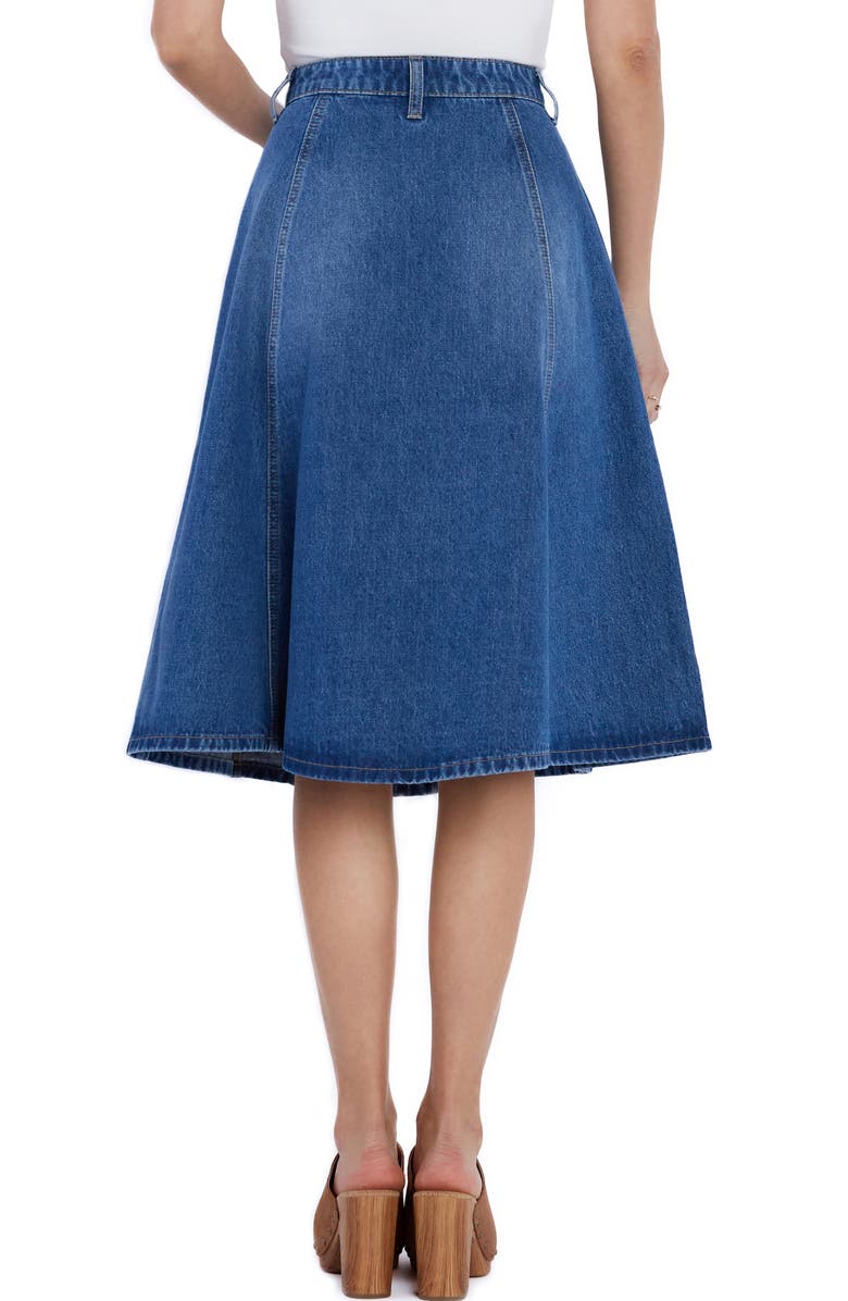 Wash Lab Denim Spin Paneled Denim Midi Skirt, Alternate, color, Spin Blue