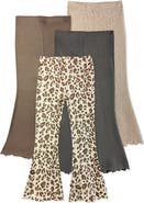 BUTTERBLU Fiorella Assorted 4-Pack Stretch Organic Cotton Flare Leggings