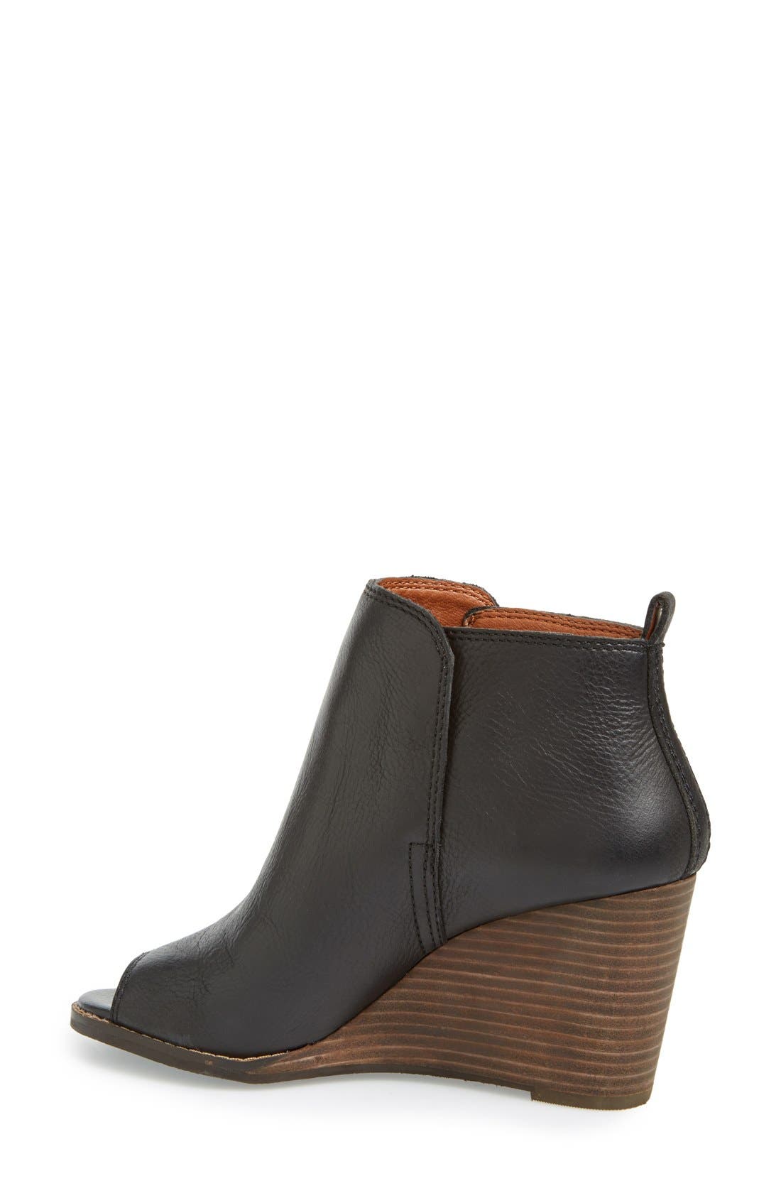 'Jagurr' Open Toe Wedge Bootie, Alternate, color, BLACK LEATHER