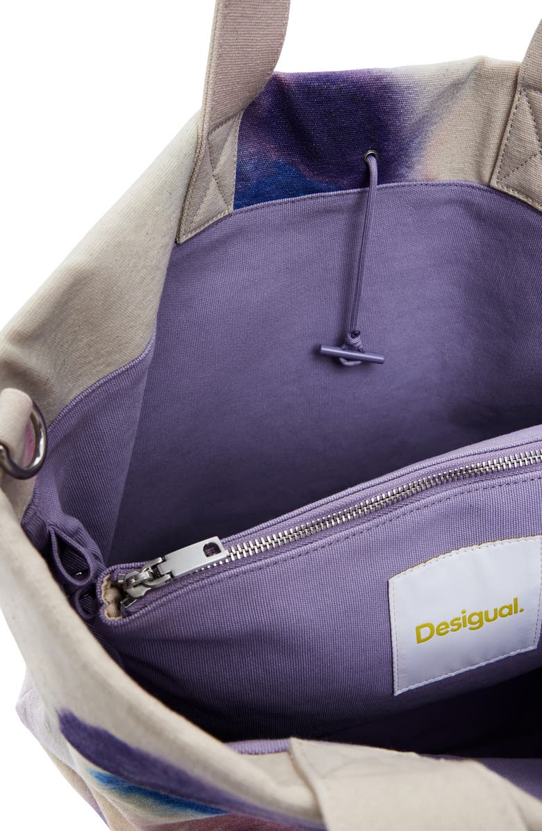 Desigual Print Canvas Shopper, Alternate, color, Lilac