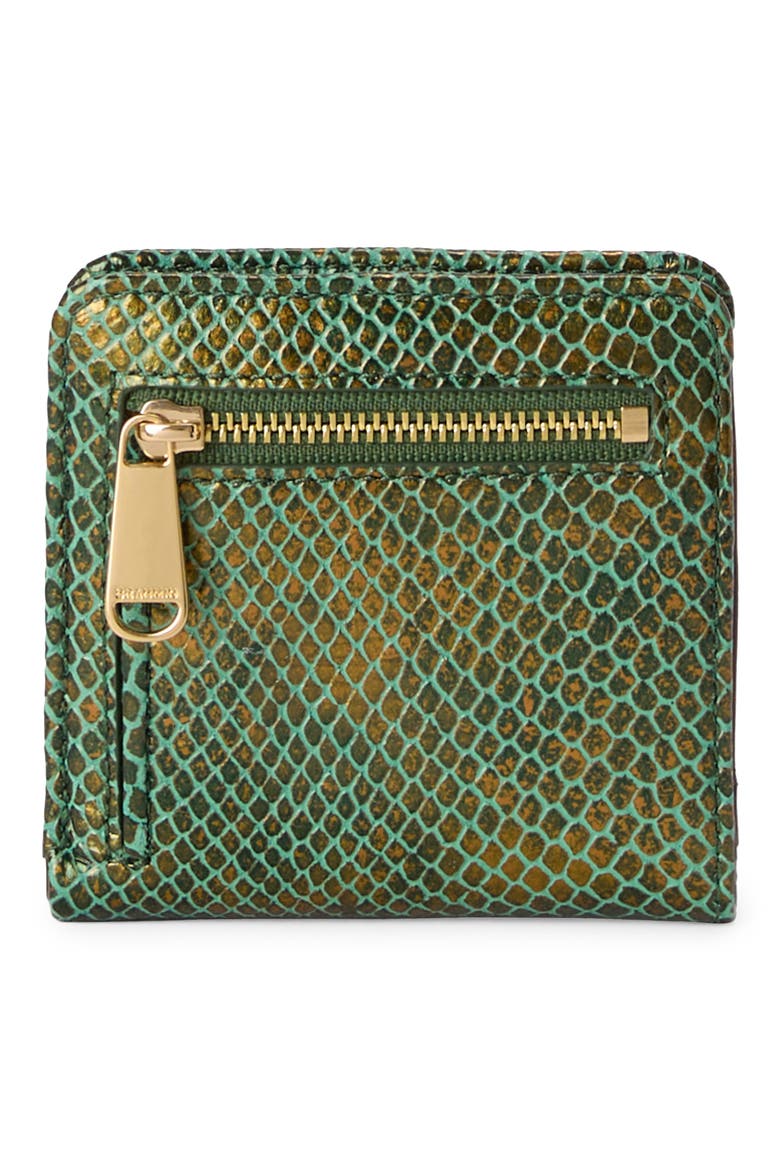 Jane Snakeskin Embossed Leather Bifold Wallet, Alternate, color, DARK GREEN