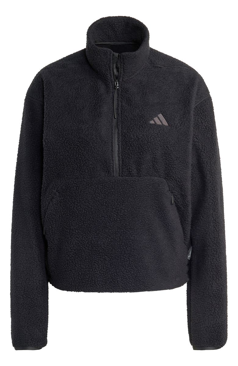 adidas Climawarm High Pile Fleece Half Zip Pullover, Alternate, color, Black