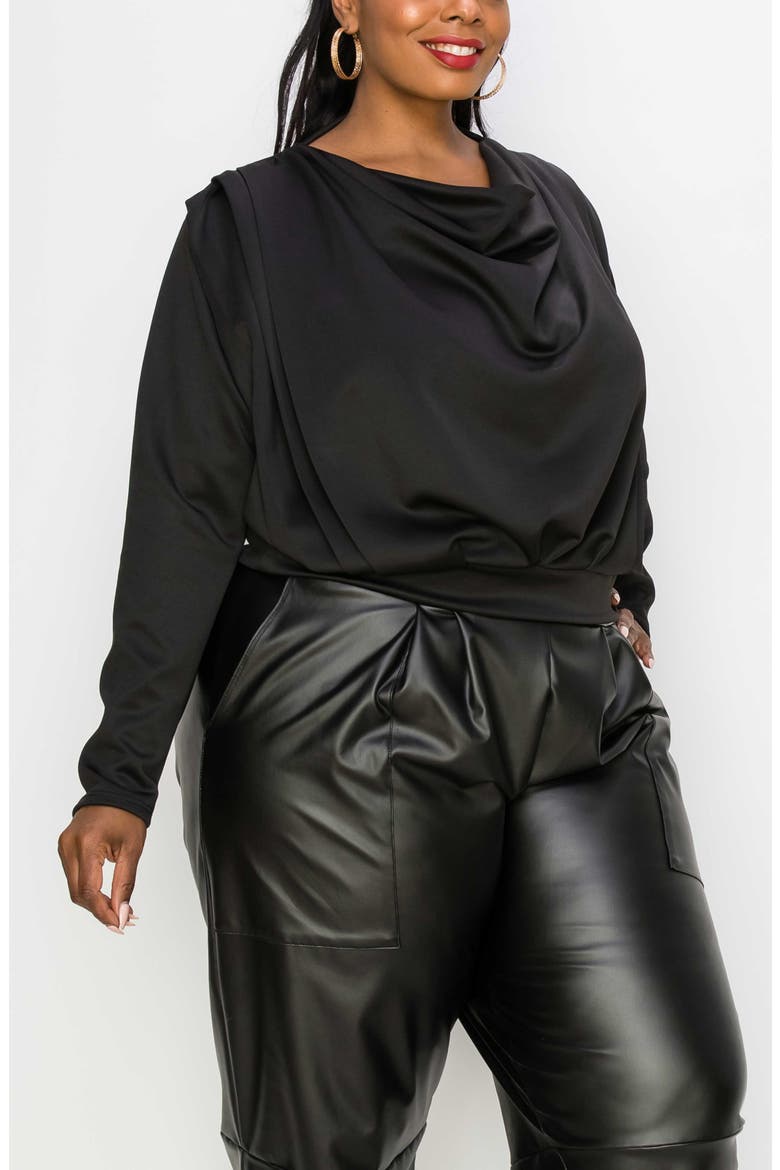 Cowl Neck Long Sleeve Top, Alternate, color, BLACK