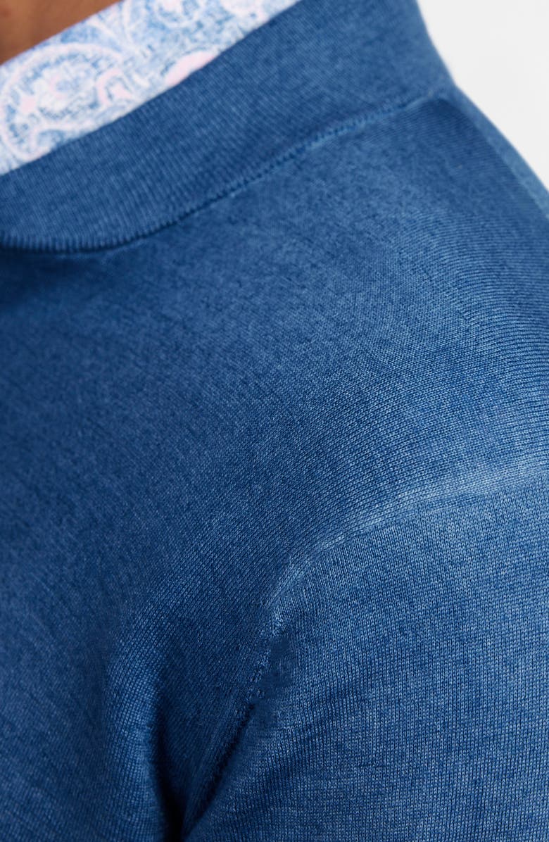 David Donahue Skipper Merino Wool Blend Quarter Zip Sweater, Alternate, color, Tidal Blue