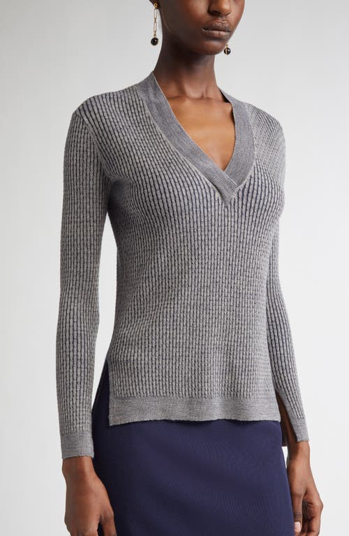 St John St. John Collection Vanis Fine Guage Cable Stitch V-neck Sweater In Multi