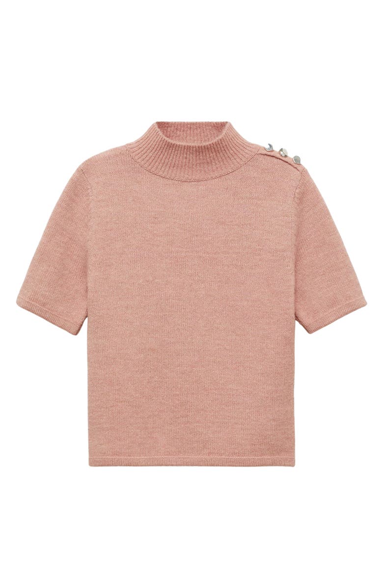 MANGO Perkins Short Sleeve Mock Neck Sweater, Alternate, color, Pale Pink