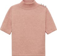 MANGO Perkins Short Sleeve Mock Neck Sweater