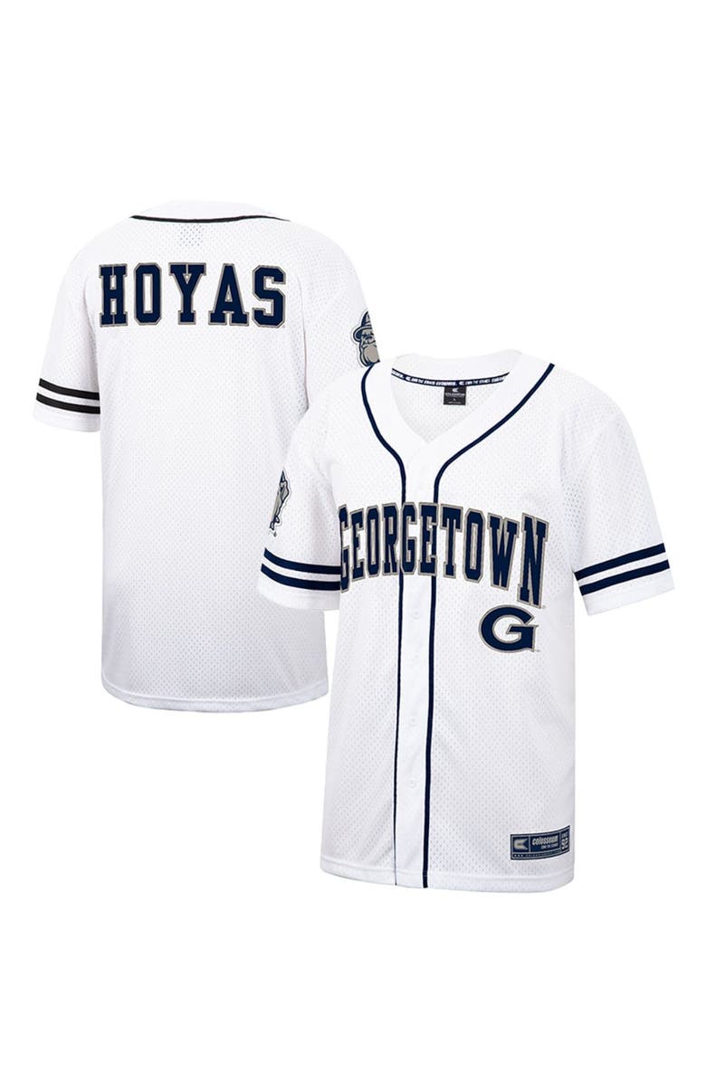 COLOSSEUM Men's Colosseum White Georgetown Hoyas Free Spirited Mesh Button-Up Baseball Jersey, Alternate, color, 