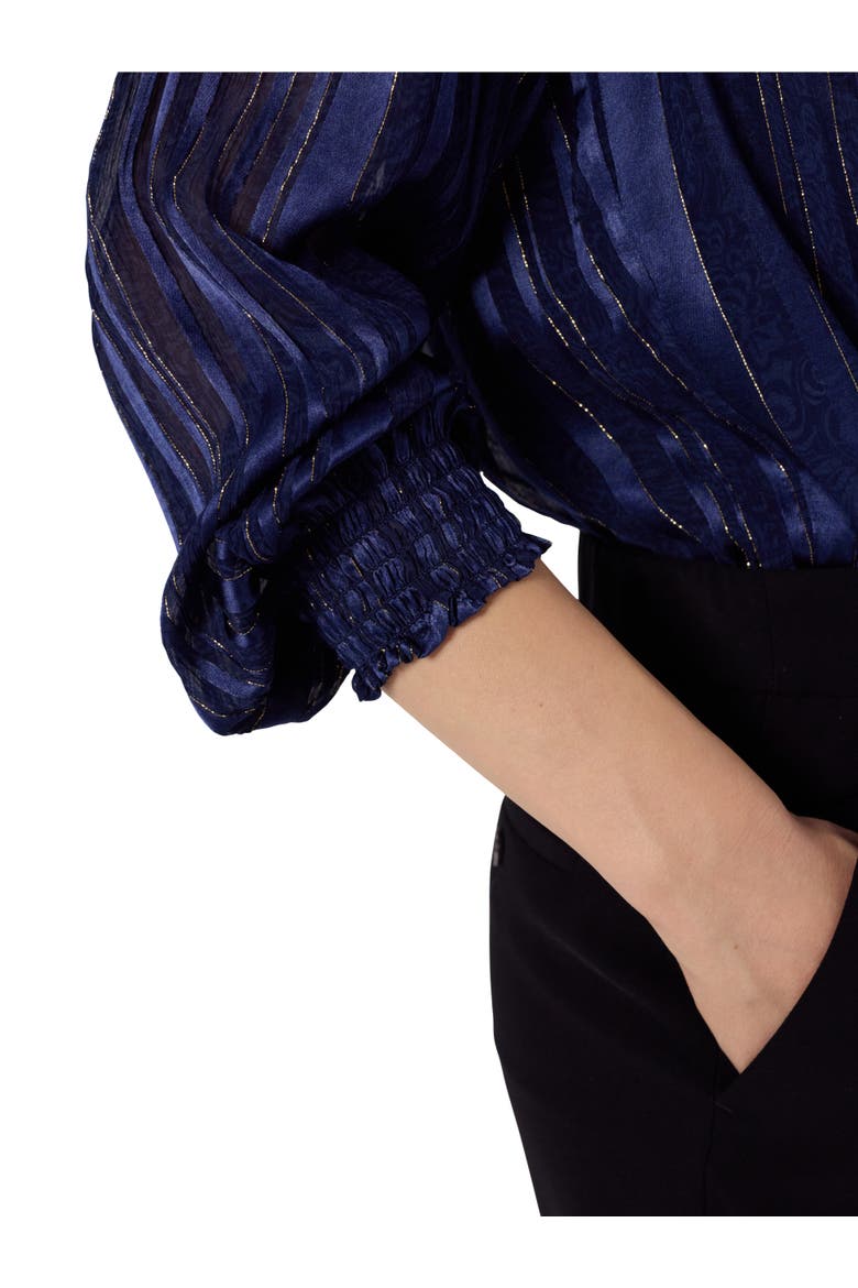 Annick Sheer Lurex Stripe Blouse, Alternate, color, Ink