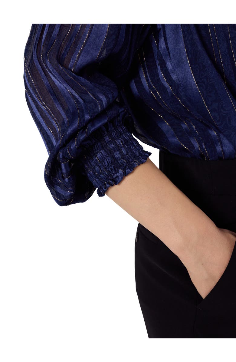 GERARD DAREL Annick Sheer Lurex Stripe Blouse, Alternate, color, Ink