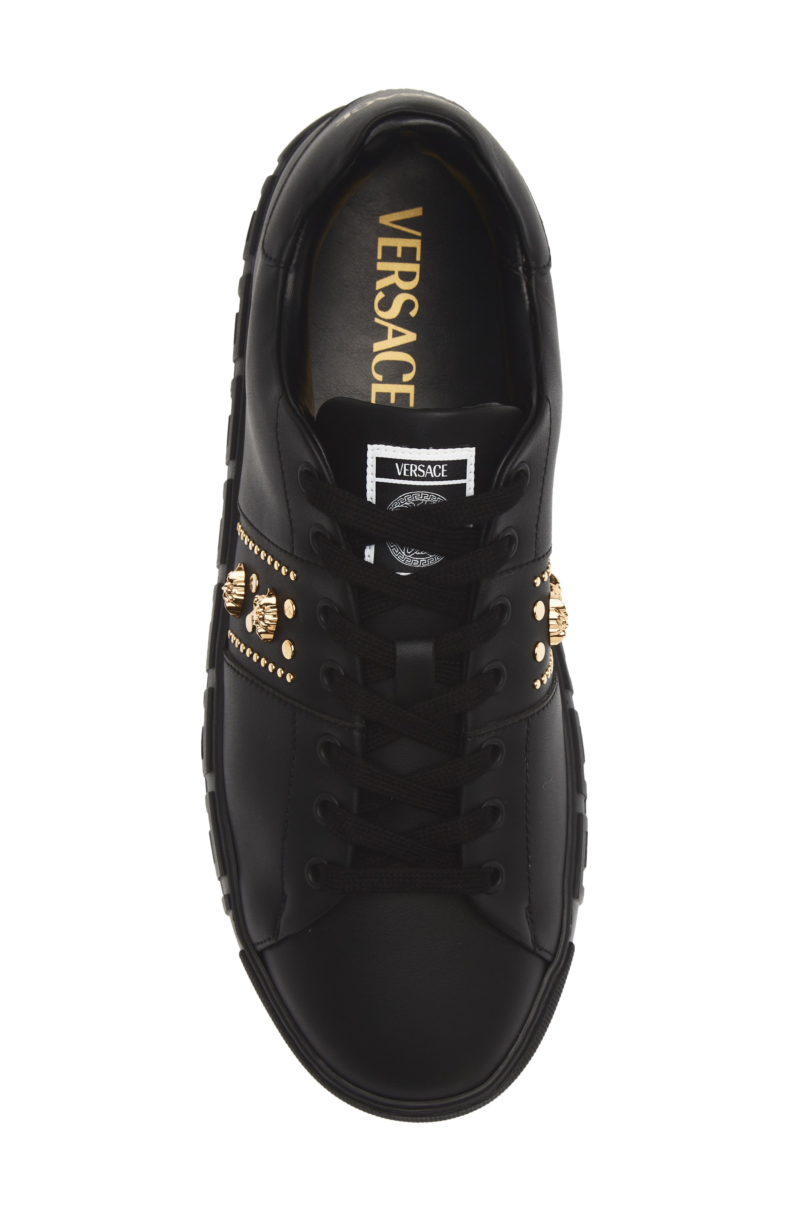 Studded Greca Sneaker, Alternate, color, BLACK-VERSACE GOLD