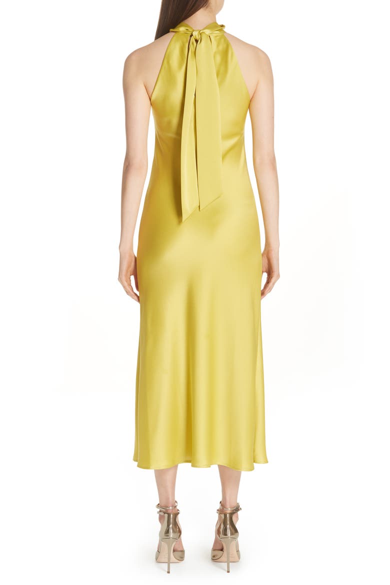 Satin Halter Neck Dress, Alternate, color, LIME