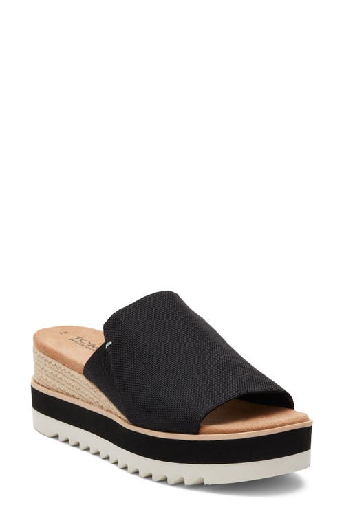 Toms Womens Black Heavy Canvas Diana Slip-on Canvas Wedge Sandals