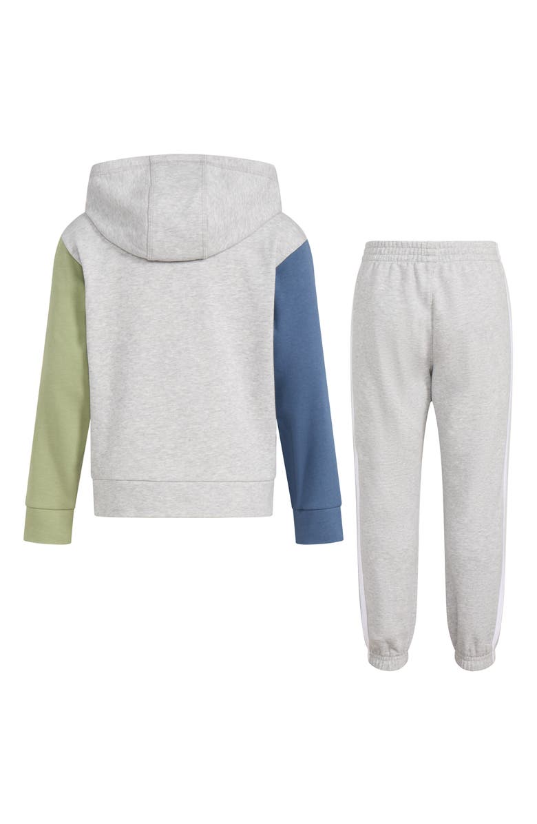 adidas Kids' Colorblock Fleece Hoodie & Joggers Set, Alternate, color, Grey Heather