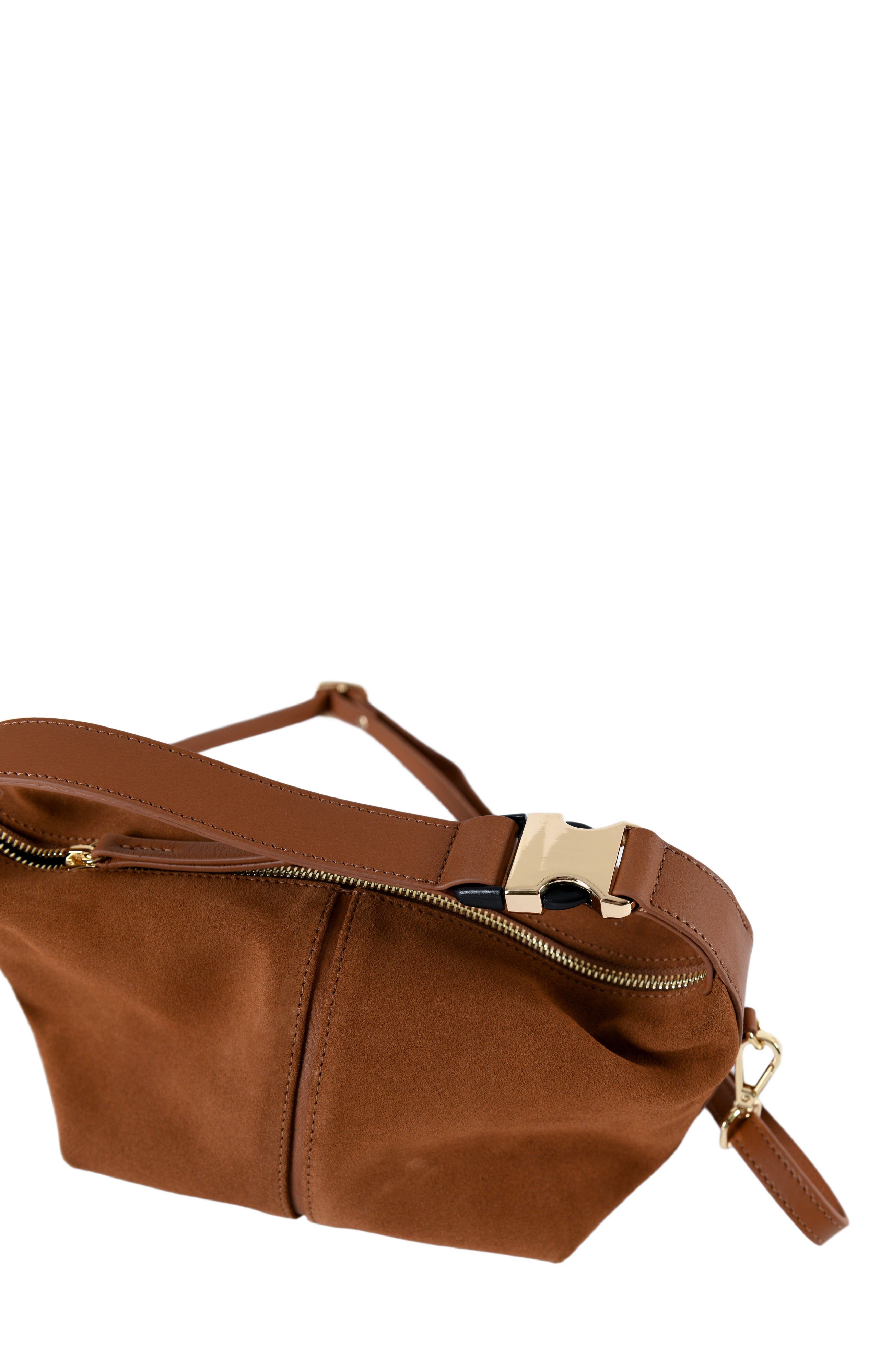 Leona Leather Crossbody Bag, Alternate, color, Cognac Brown Suede Leather