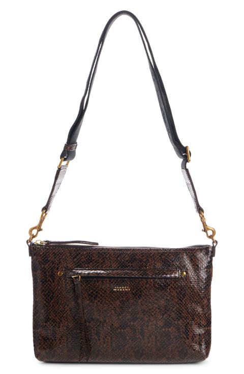 Nessah Croc Embossed Leather Crossbody Bag
