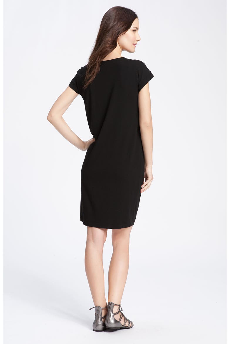 Drape Front Shift Dress, Main, color, BLACK