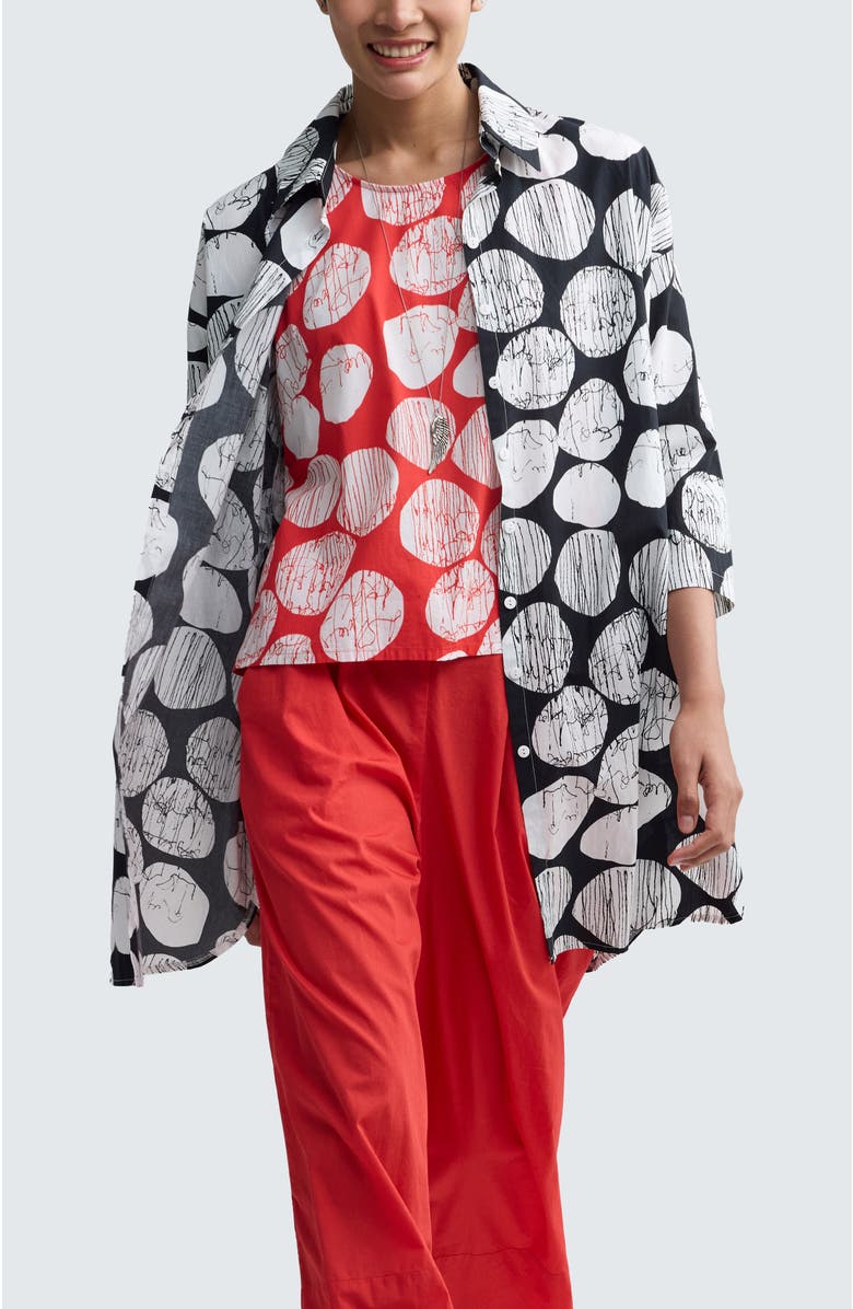 LUUKAA Niva Printed Poplin Shirt-Tunic, Alternate, color, Black Print