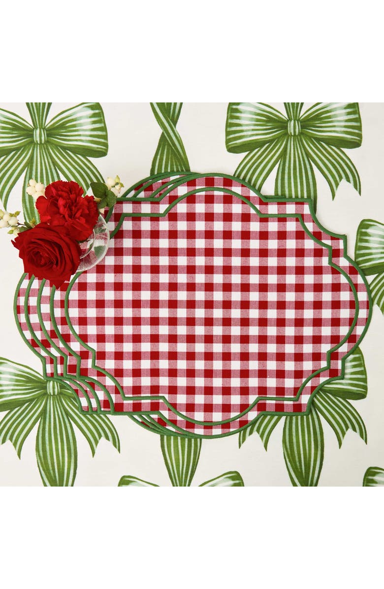 Mrs. Alice Felix Red & Green Gingham Placemats, Main, color, Red