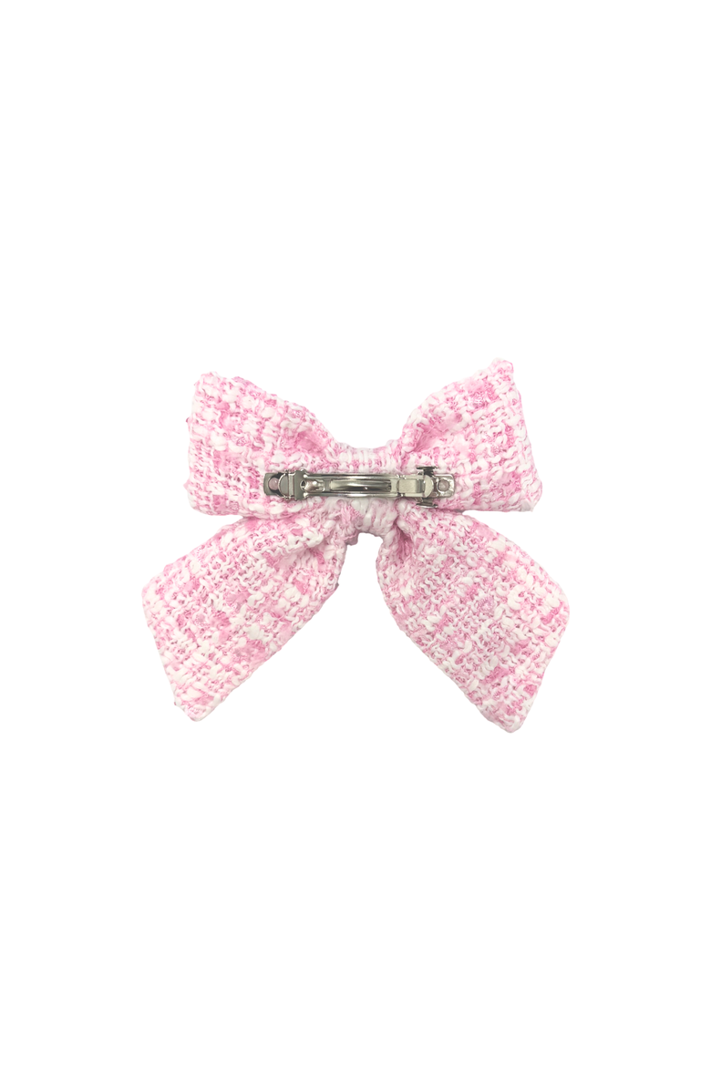 Bits & Bows Tweed Girls' Hair Bow Barrette, Alternate, color, Pink/White