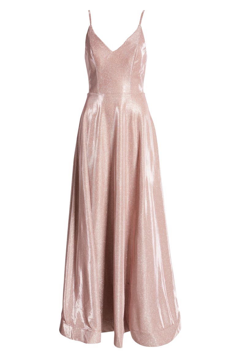 Shimmer A-Line Gown, Alternate, color, MAUVE/ SILVER