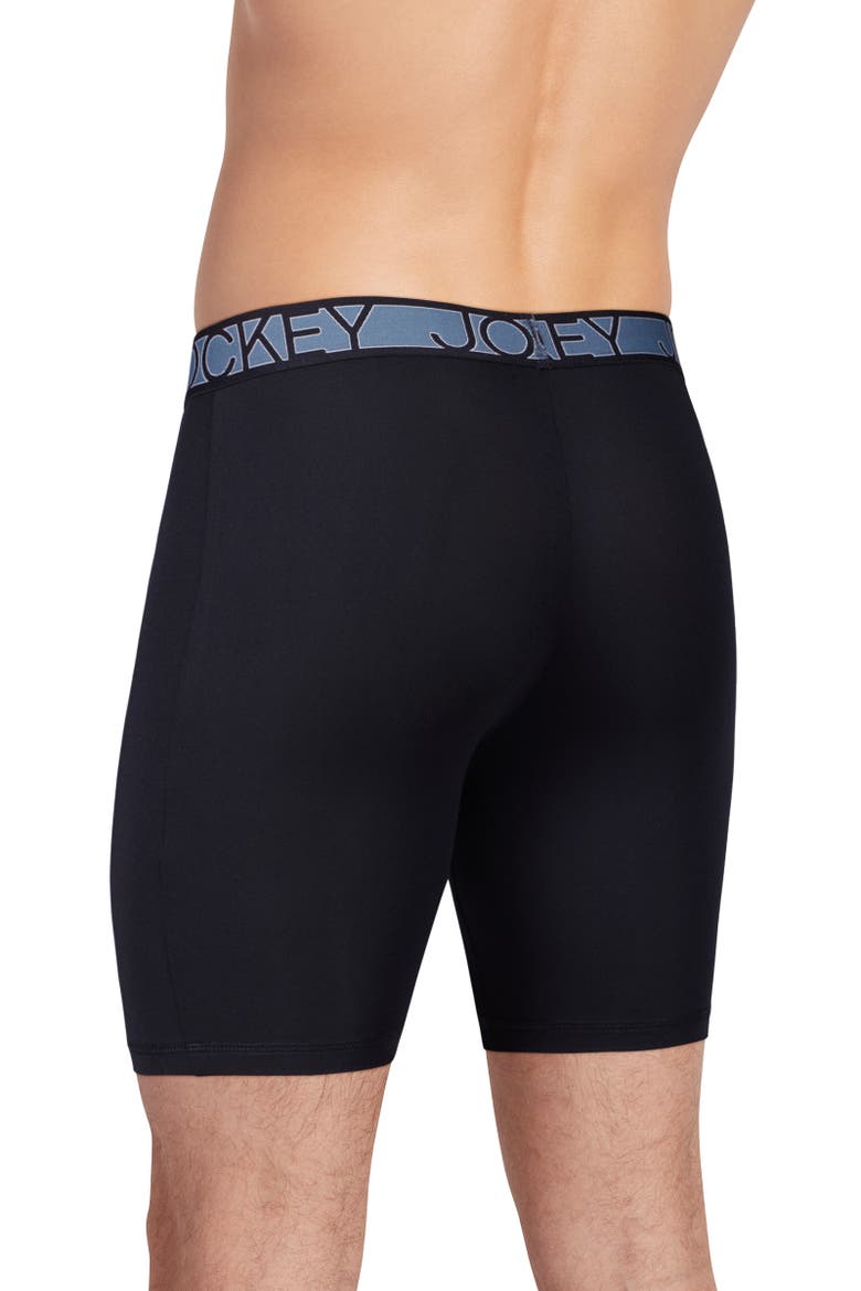 Mens Active Microfiber 9" Long Leg Boxer Brief - 3 Pack, Alternate, color, Black