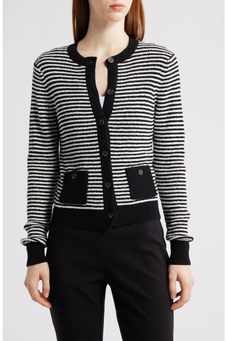 Textured Stripe Button Cardigan, Alternate, color, BLACK MULTI