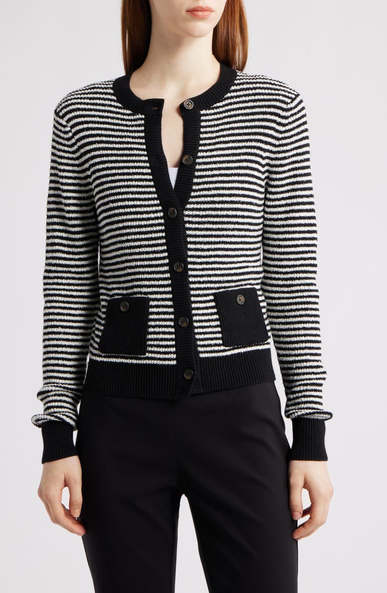 NIC+ZOE Textured Stripe Button Cardigan, Alternate, color, Black Multi