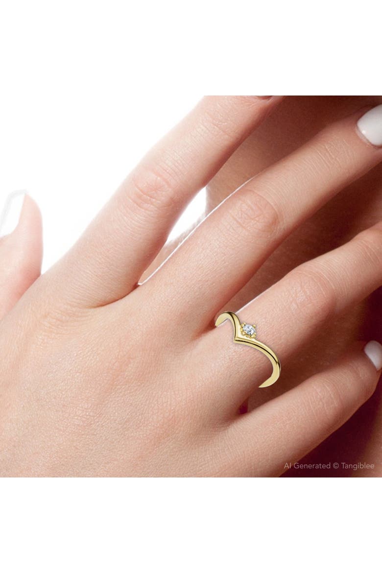 Diamond Stackable Chevron Wedding Ring 14k Gold Lab Grown, Alternate, color, 14k Yellow Gold