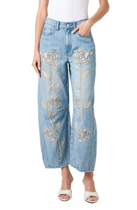 Embroidered Barrel Leg Jeans (Together Again)
