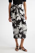 Max Mara Studio Lauto Tropical Print Silk Wrap Skirt