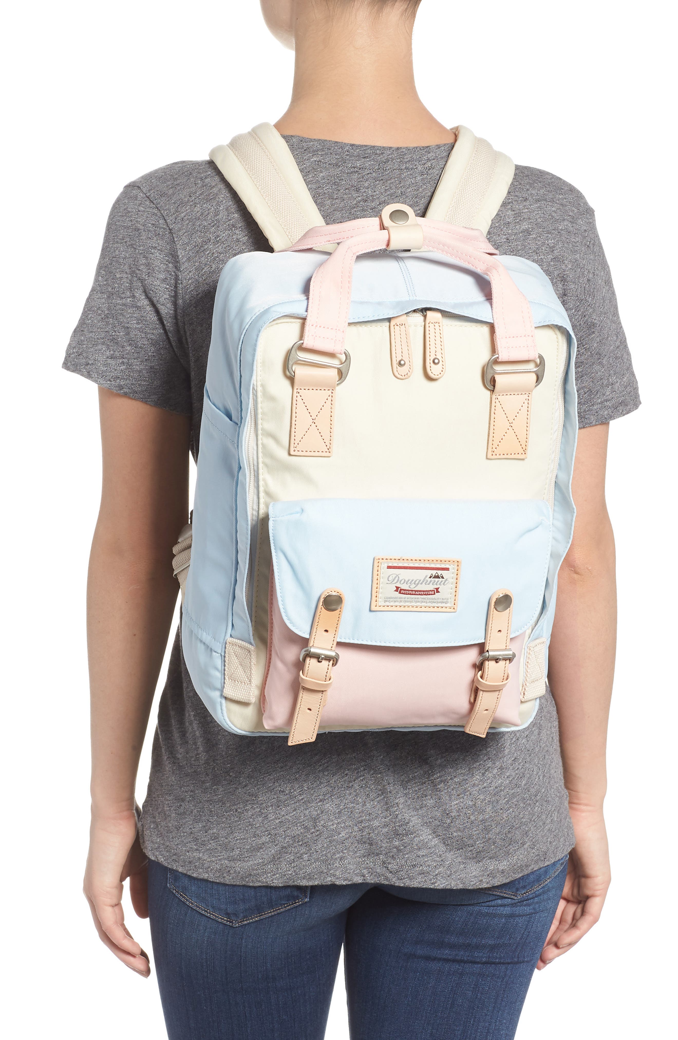 Doughnut Macaroon Colorblock Backpack, Alternate, color, 