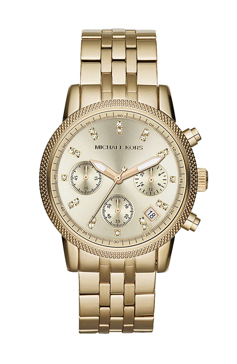 MICHAEL Michael Kors Michael Kors 'Ritz' Crystal Index Bracelet Watch, Main, color,