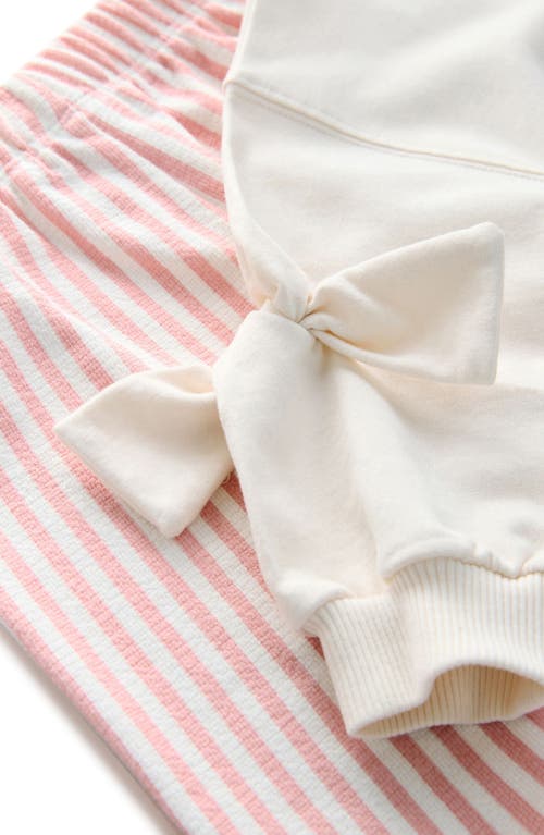 NEXT NEXT KIDS' BUNNY EMBELLISHED GRAPHIC SWEATSHIRT & STRIPE KNIT PANTS