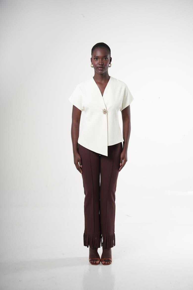 Brisal High-waist Straight-leg Fringe-hem Pants, Alternate, color, Cocoa Brown