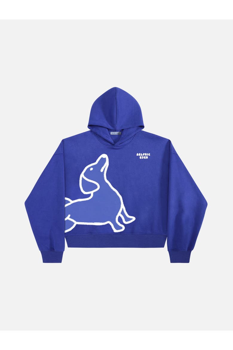 Boxy Dachshund Graphic Hoodie, Alternate, color, Blue